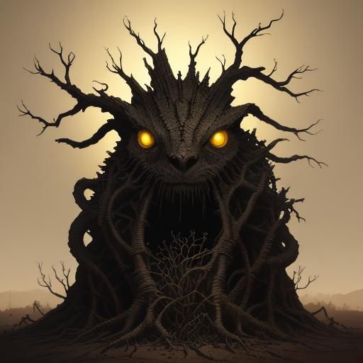 Eerie Gopher in Desert, Dark Fantasy Illustration