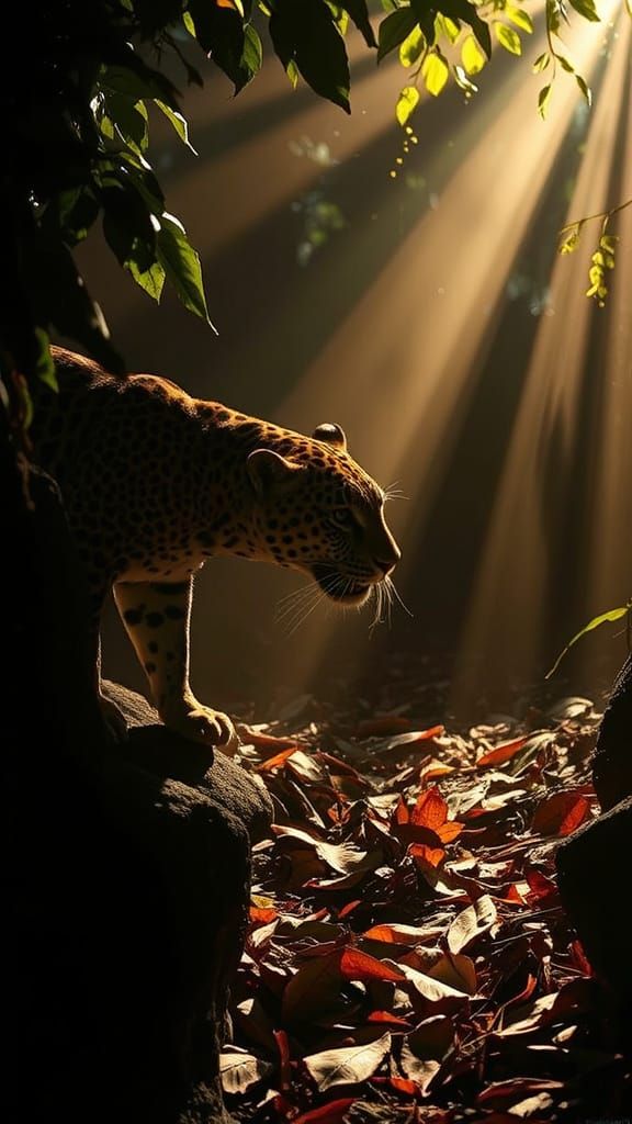 Jaguar in Dappled Light: Trompe L'oeil Jungle Illusion