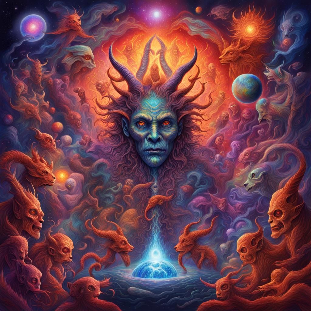 Demons Descend: Holographic Astral Illustration