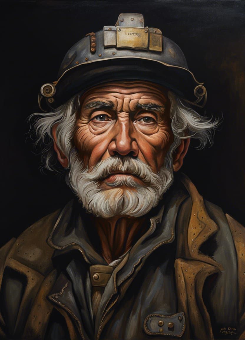 19th Century Coal Miner Portrait, Detailed Digital Painting