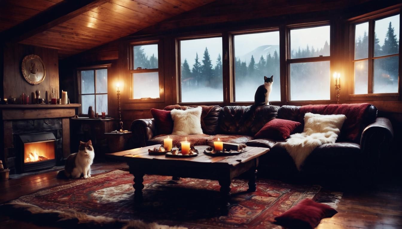 Cozy, Lush Cabin Ambiance in Glitchcore Aesthetic