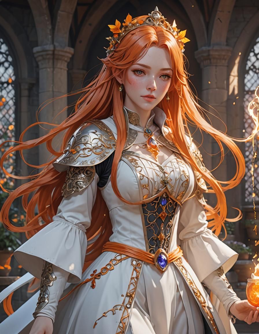 Anime Good Witch Weaving a Healing Spell