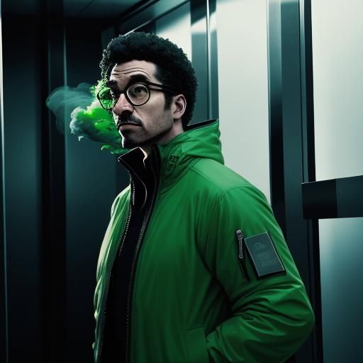 Anthropomorphic Duck Farts Green Smoke in Elevator