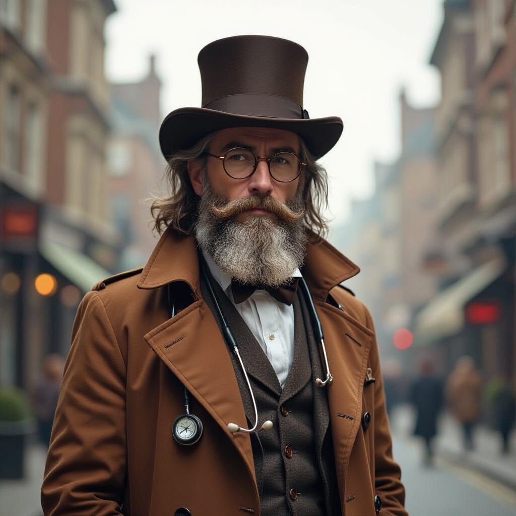 Victorian-Era Man with Stethoscope in Rimi Yoshida Style