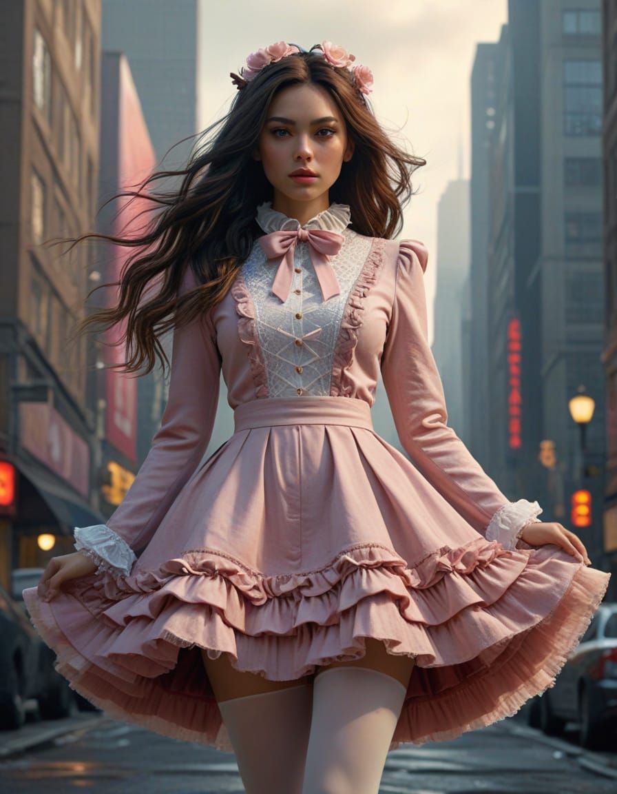 Cyberpunk Goddess in Detroit, Digital Art