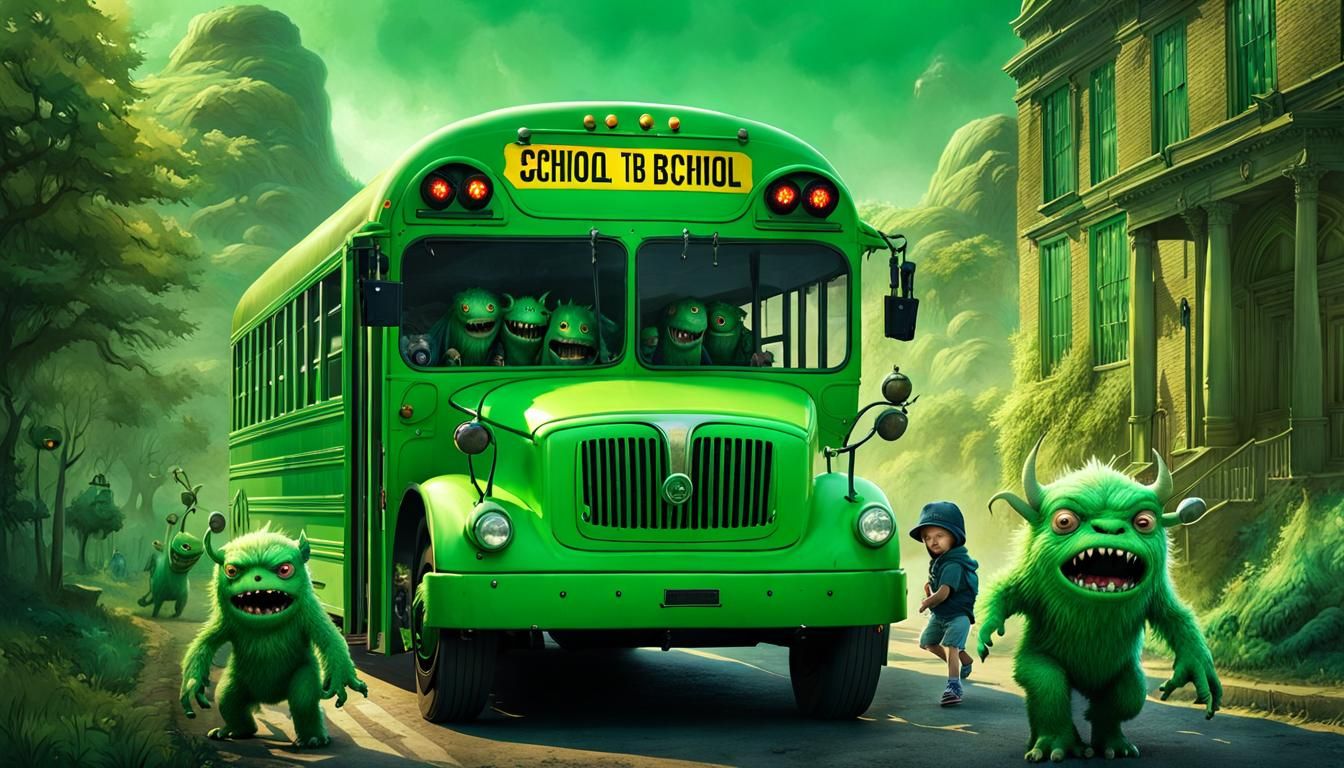 Green Monster First Day of School: Fantasycore Art