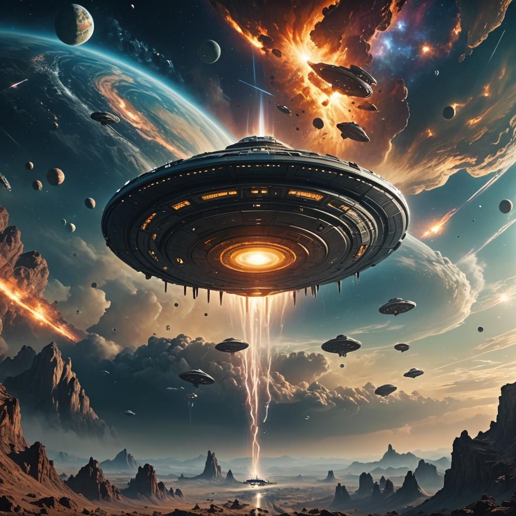 Flying Saucer Abduction: Epic Cinematic Digital Art