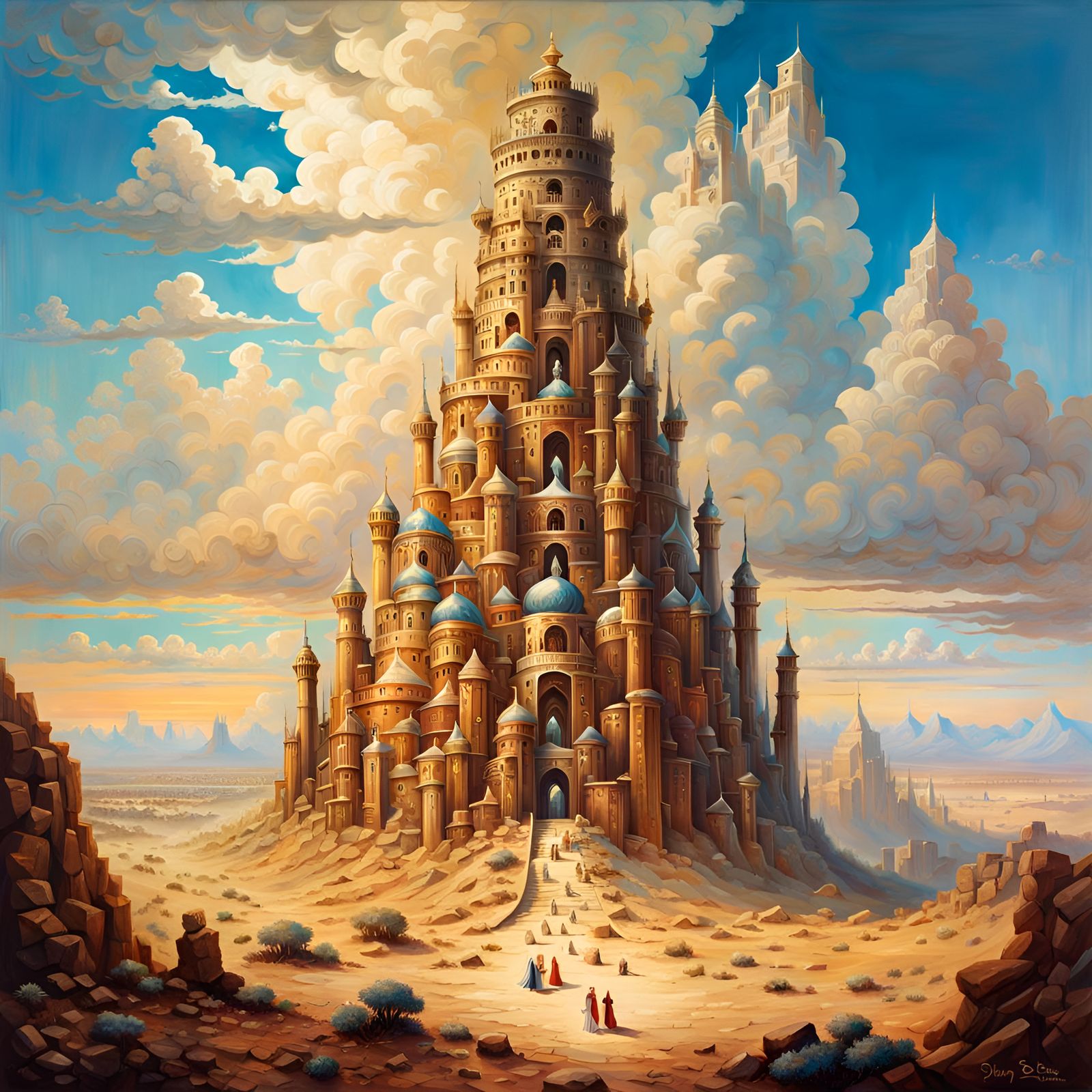 Acrylic Tower in Desert Fairytale Scene