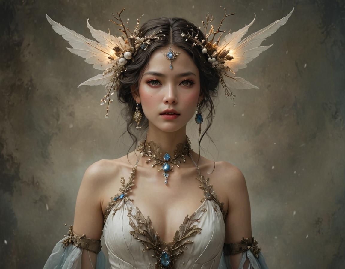 Melancholic Figure in Winter Landscape with Blue Light