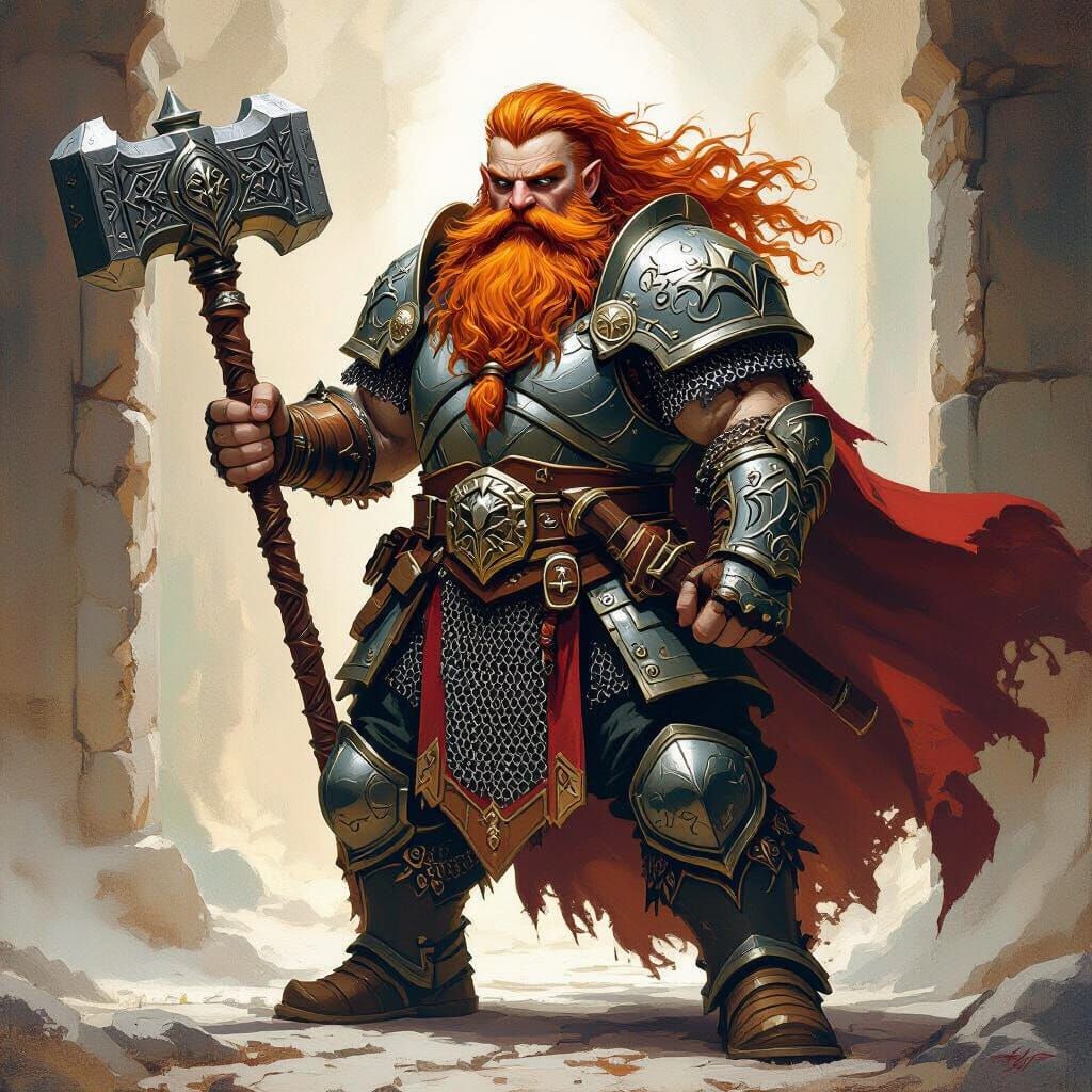 Dwarf Paladin of Moradin Wielding Divine Maul