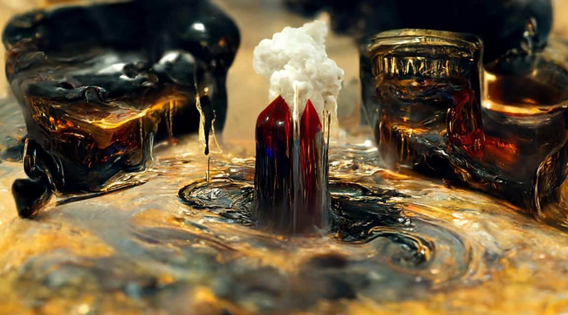 Surreal Geyser of Oil, Blood, and Gold: Digital Art