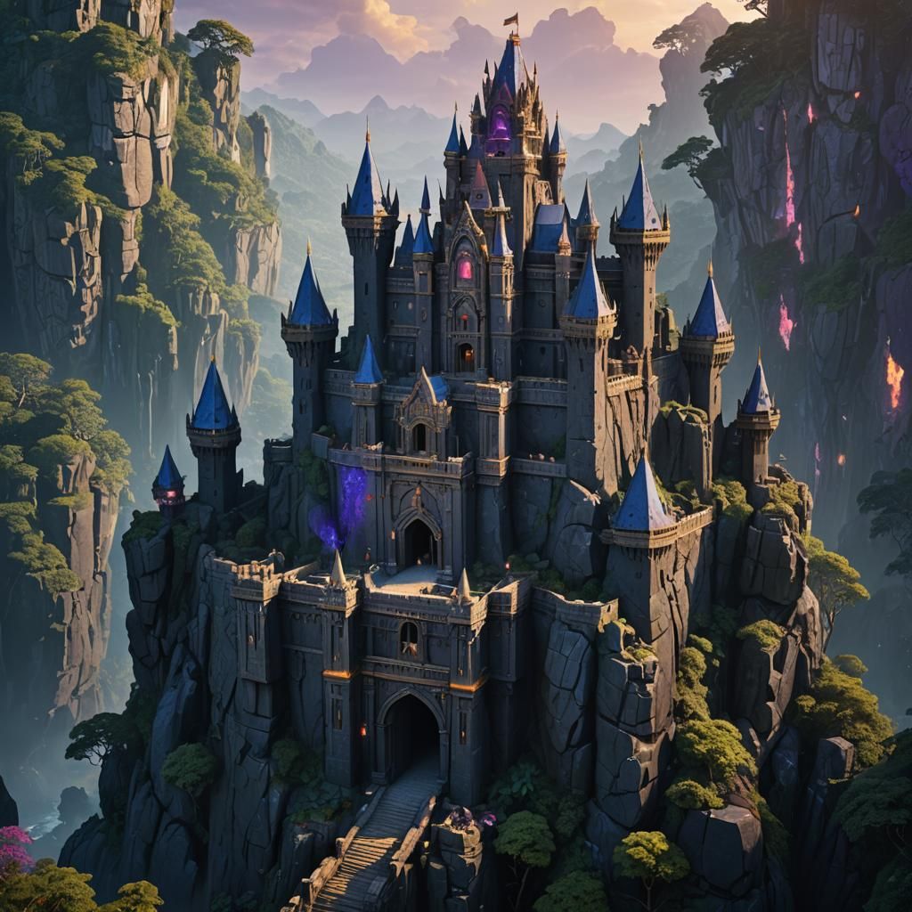 Dark Fantasy Castle Overlooking Jungle Kingdom