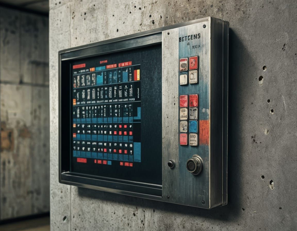 Old 80s Punch Card Terminal in Brushed Steel