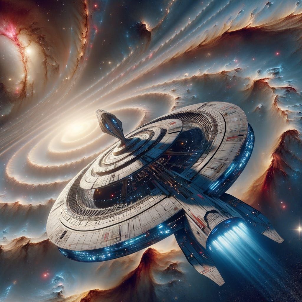 Hyperrealistic Spaceship Soaring Through Intergalactic Expan...