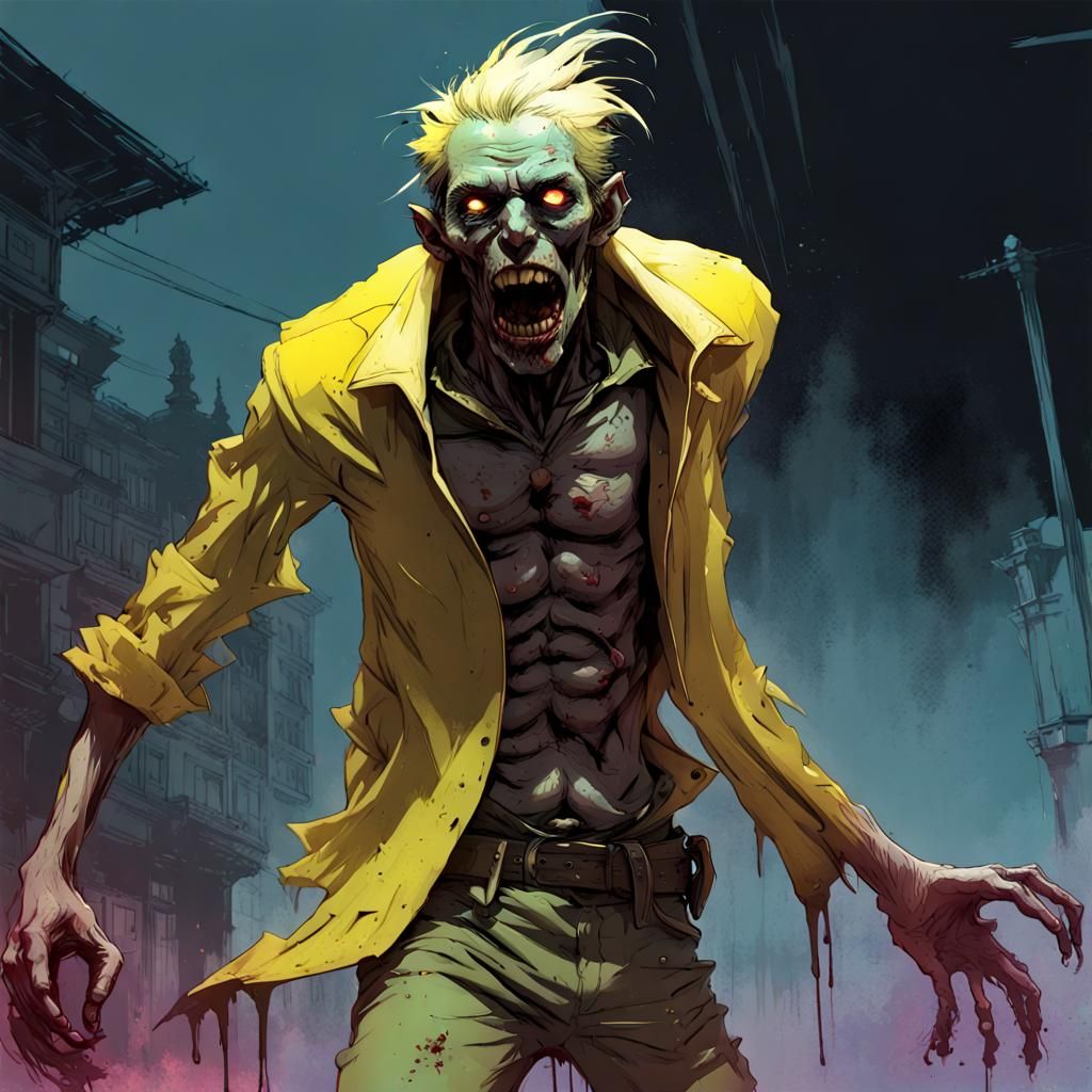 Ghoulish Zombie in Dark Fantasy Anime Style