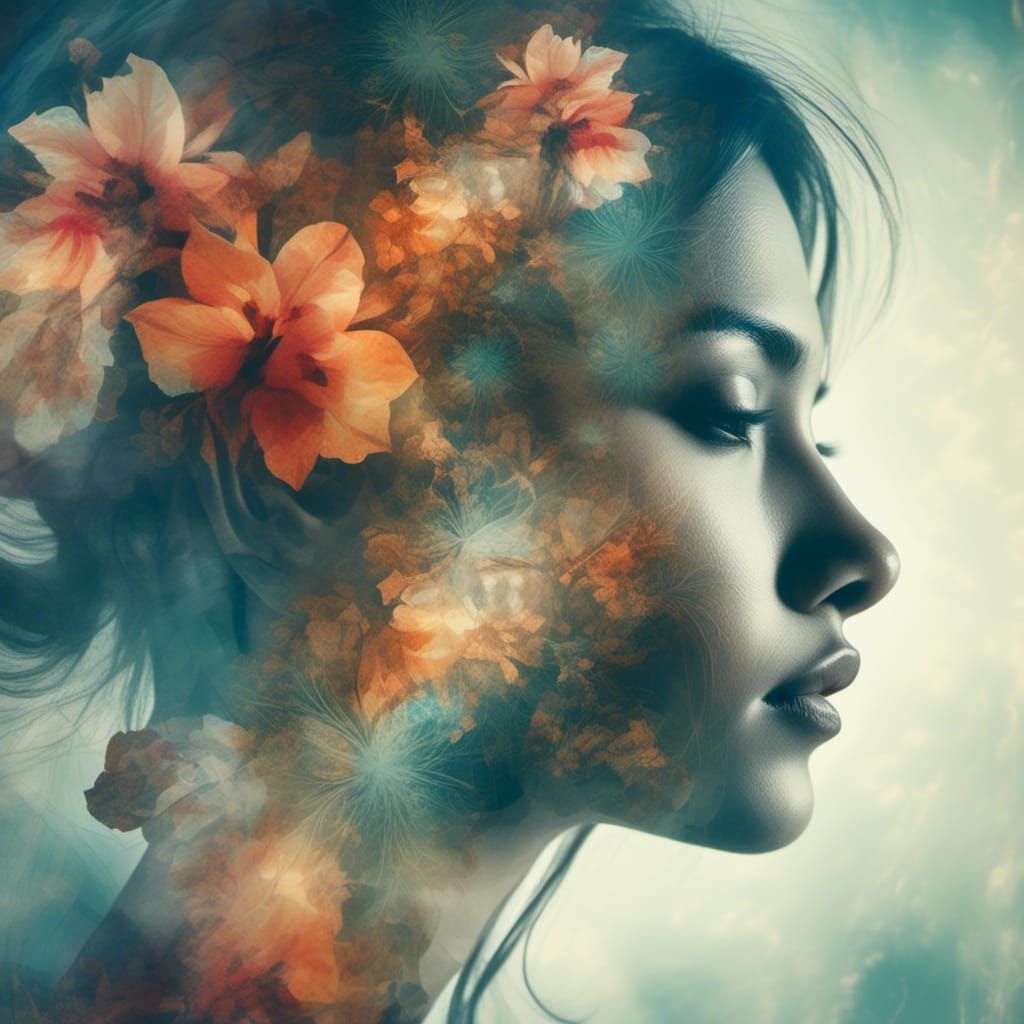 Harmonious Double Exposure Photograph of a Man and Woman