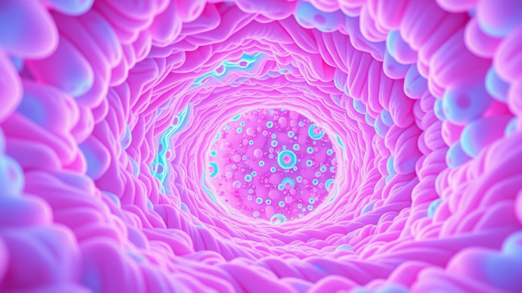 Surreal Neon Cotton Candy Bacteria Tunnel