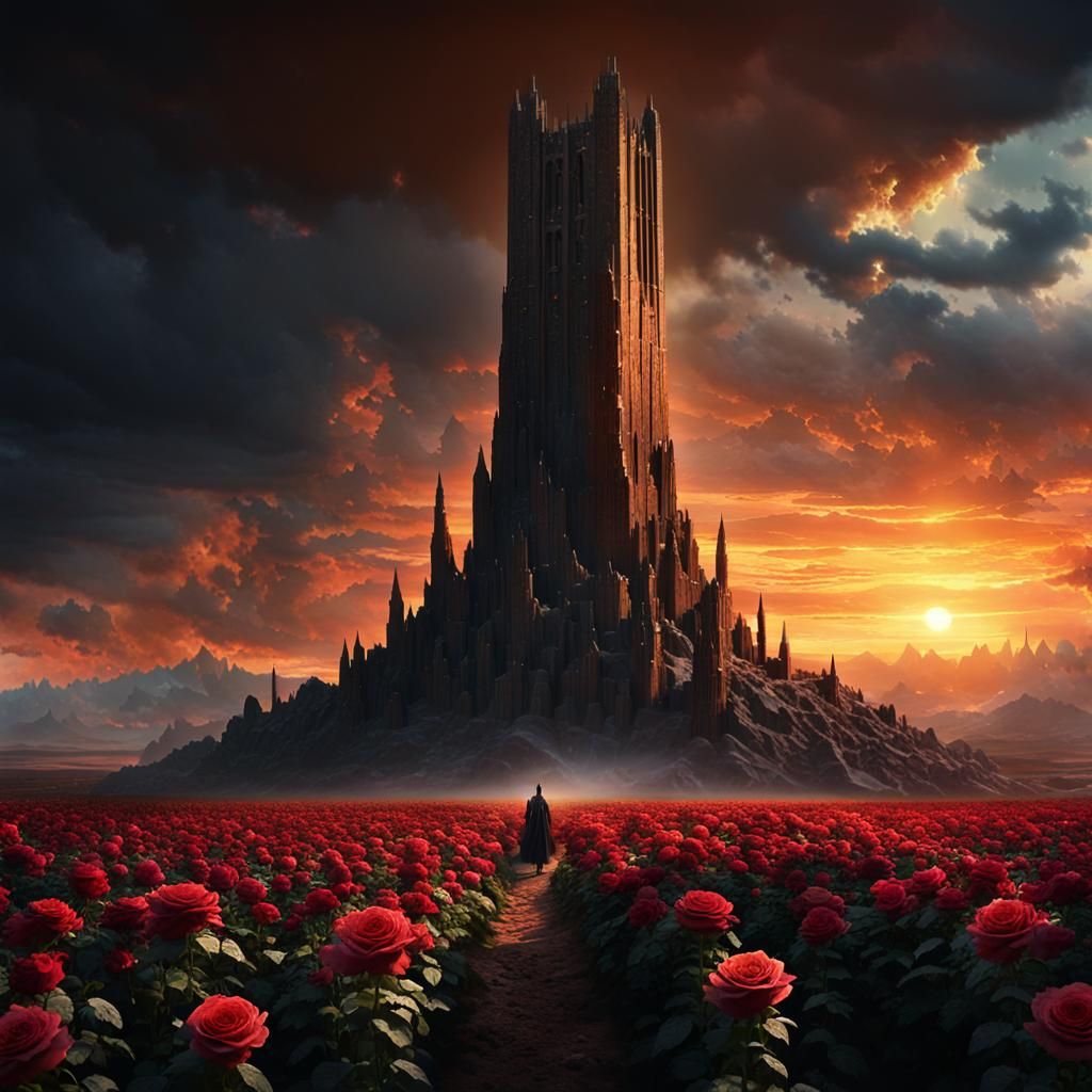 Mystical Dark Tower Digital Painting in Surrealist Style