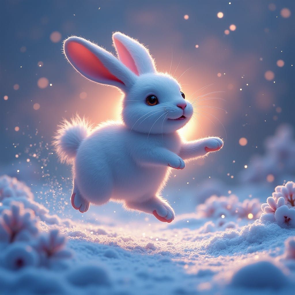 Whimsical Rabbit in a Snowy Wonderland