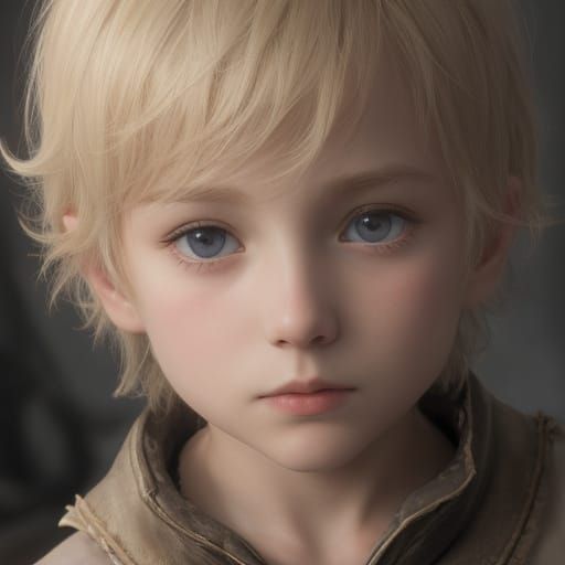 Close-Up Portrait of Blond Boy with God Rays