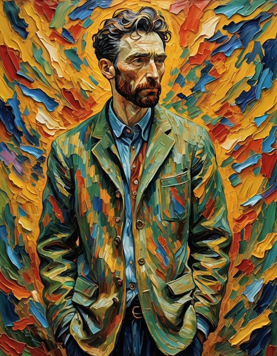 Colorful Expressionist Painting of Stylish Person