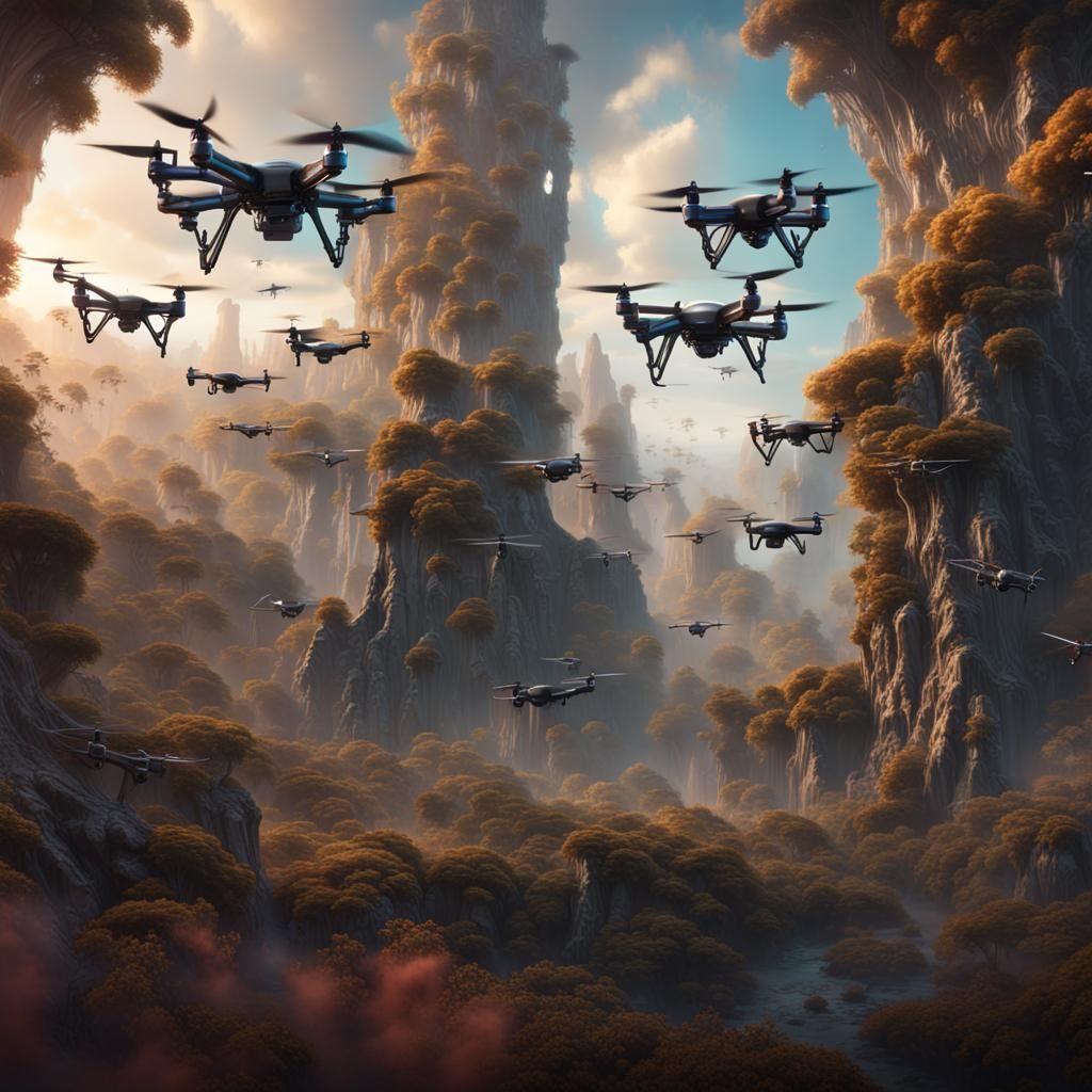 Ethereal Drone Symphony: Fantasy Concept Art