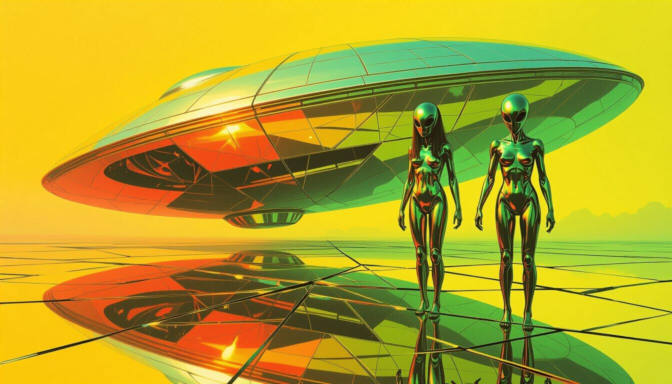 Alien Abduction in Surreal Style