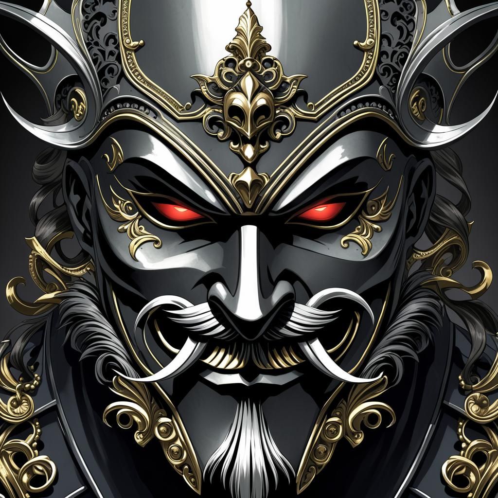 Victorian Metal Theater Mask in Anime Style