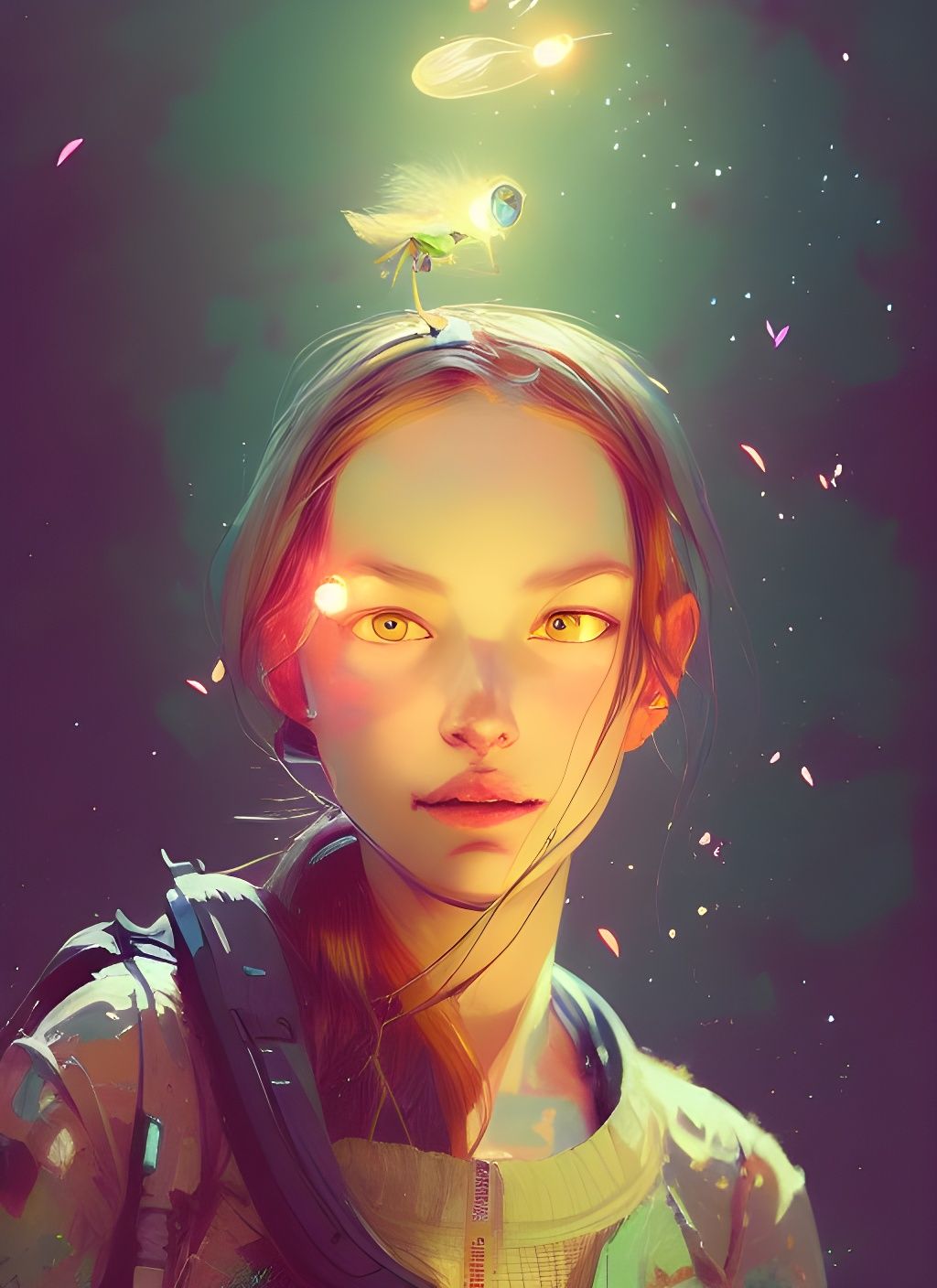 Girl with Fireflies: Digital Portrait in 8K