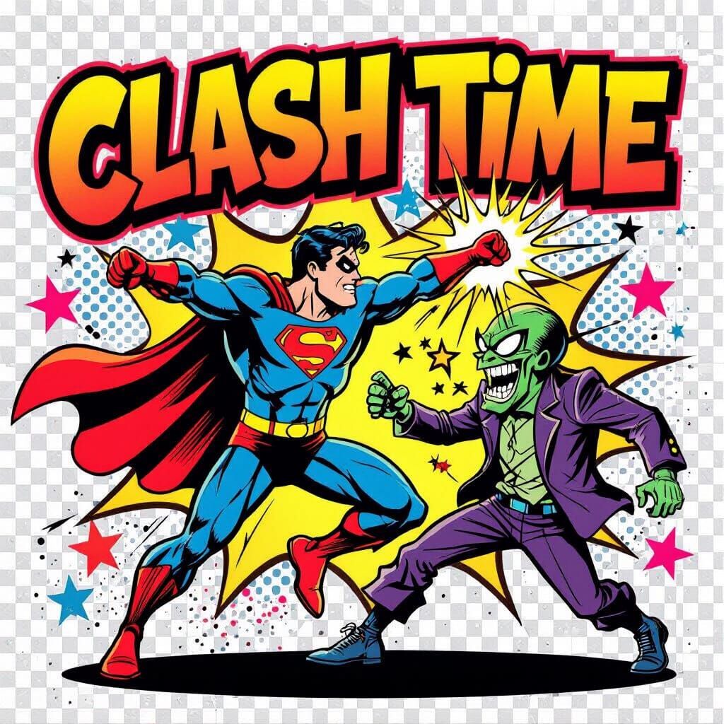 Superhero vs Villain Comic Graffiti Art