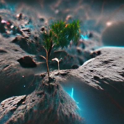 Tree on Asteroid in Space: 8k Resolution