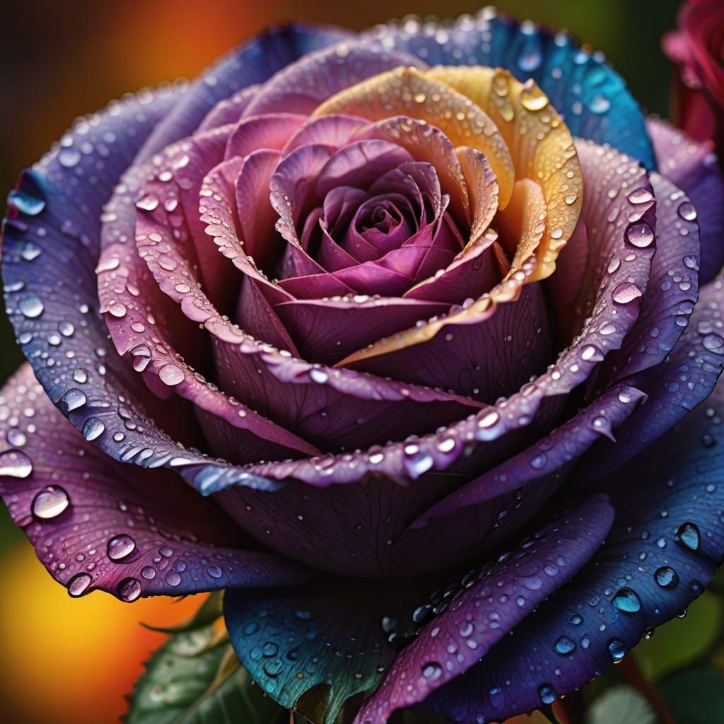 Hyper Realistic Purple Rose Macro Photography