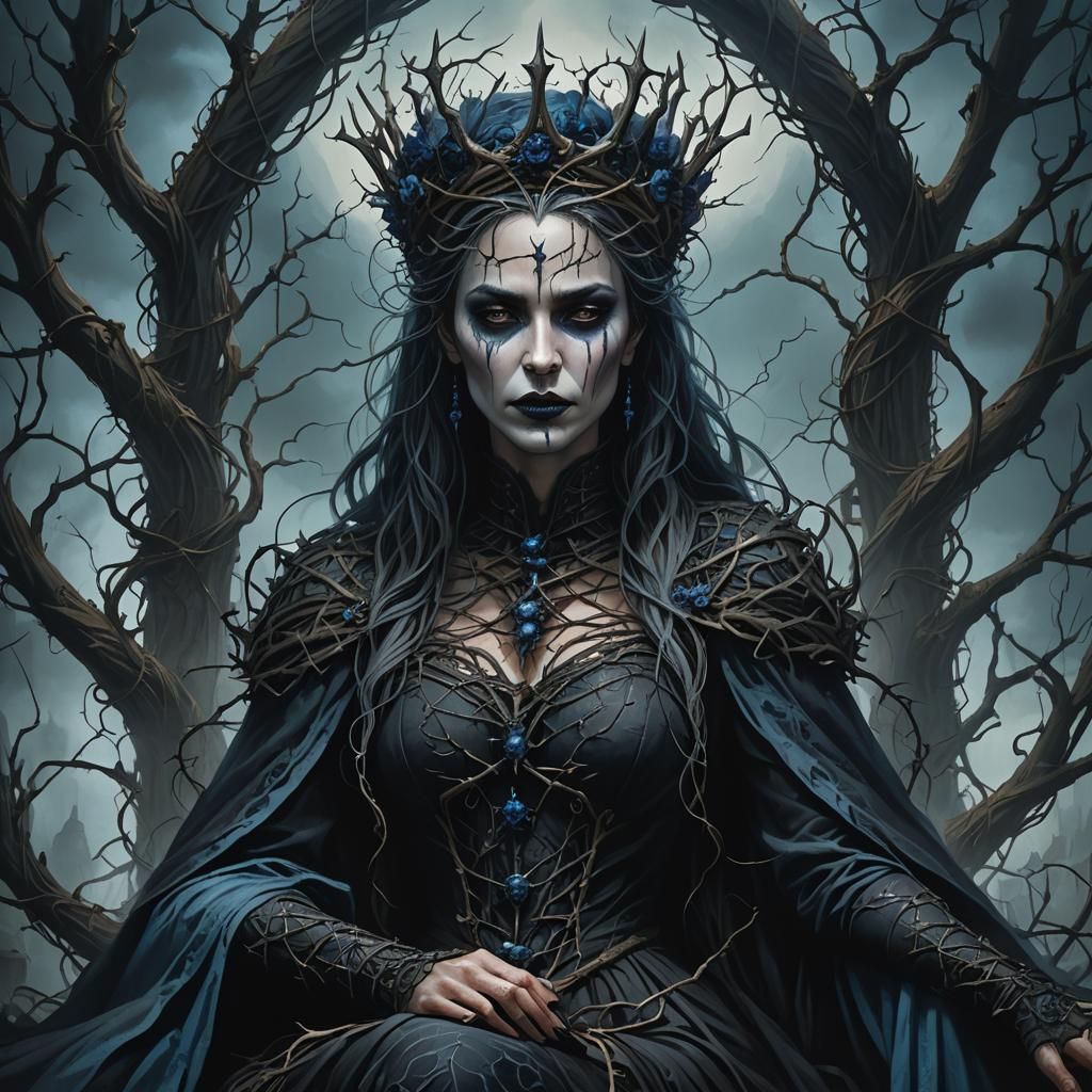 Thorn Queen on Throne of Vines and Roses
