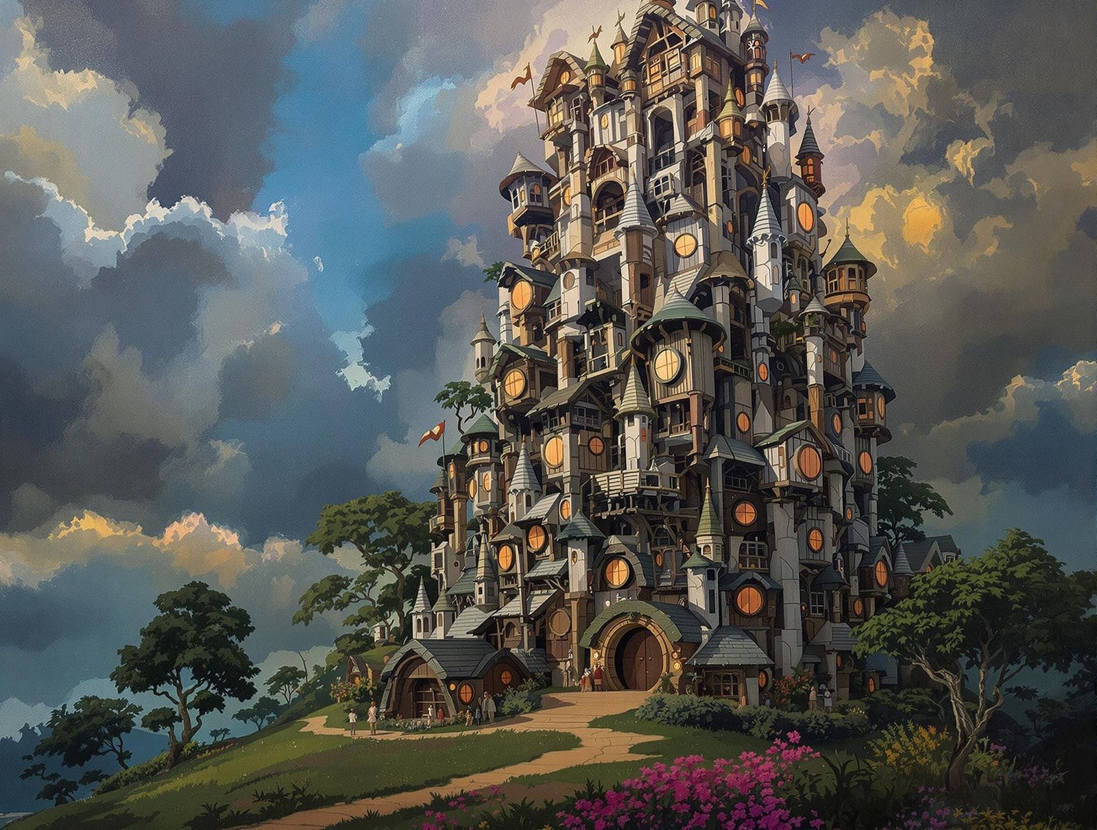 Hobbit Home Tower in Expressionist Style