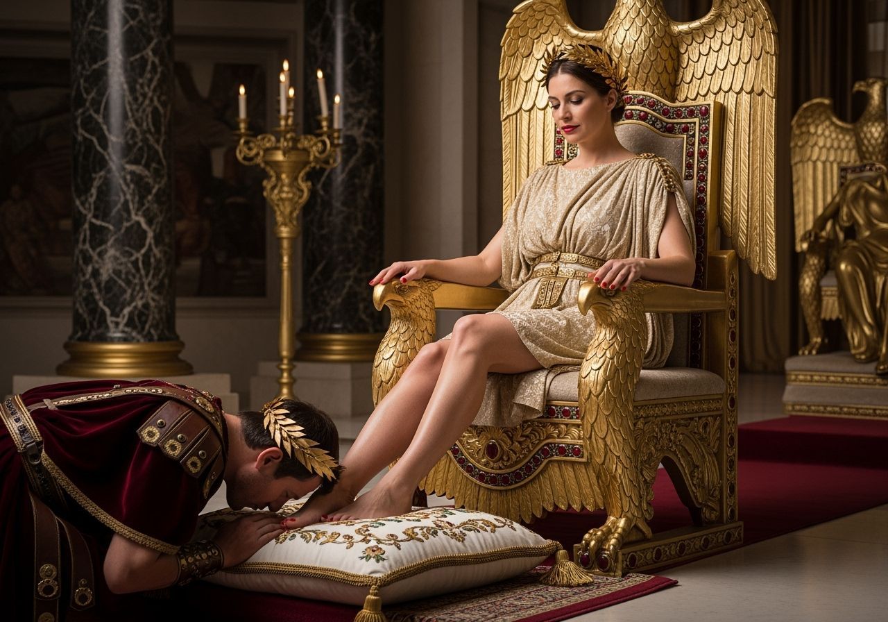 Roman Empress on Golden Throne in Imperial Palace