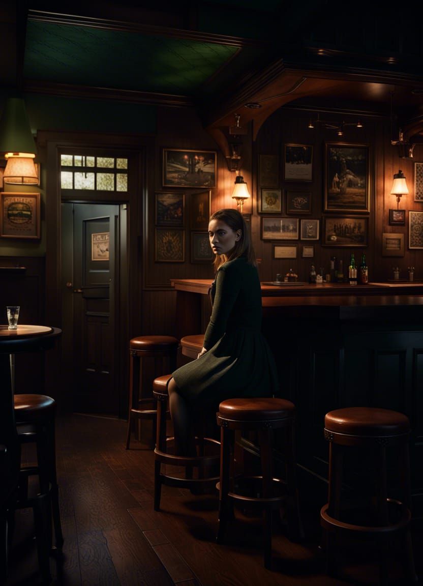Irish Pub at Night: Moody, Photorealistic Interior