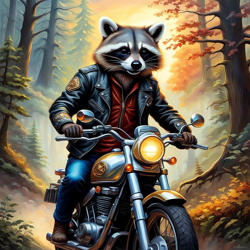 Raccoon Rider: Ethereal Fantasy Motorcycle Adventure