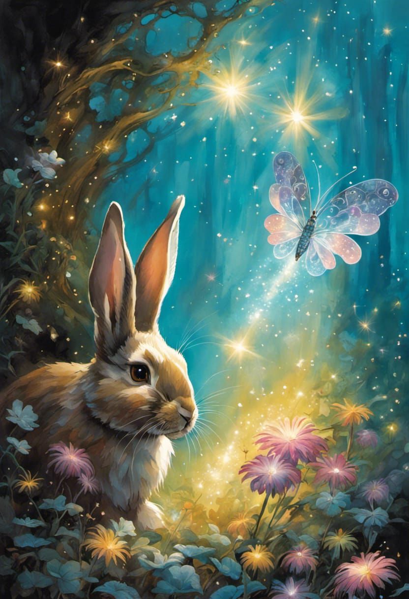 Rabbit surrounded by magic