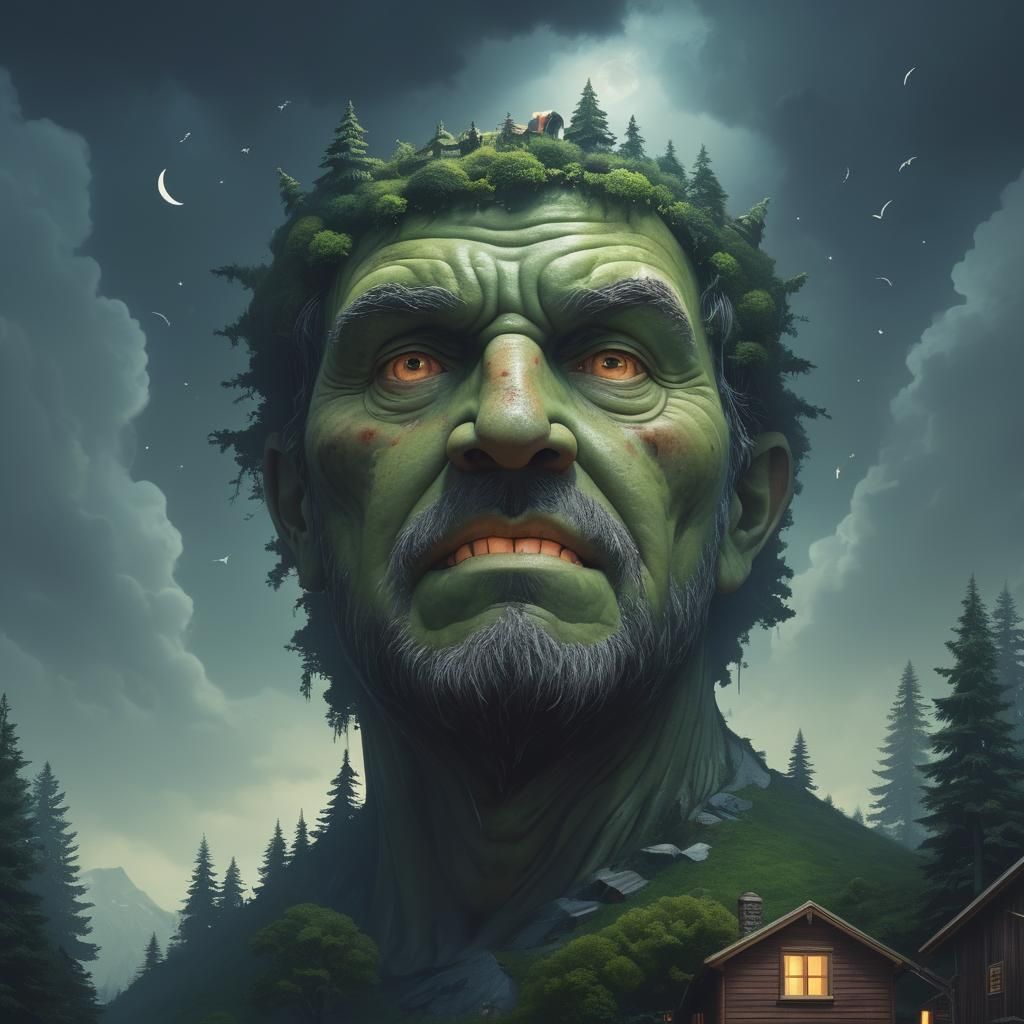 Cozy Home in Giant's Face: Surreal Architecture