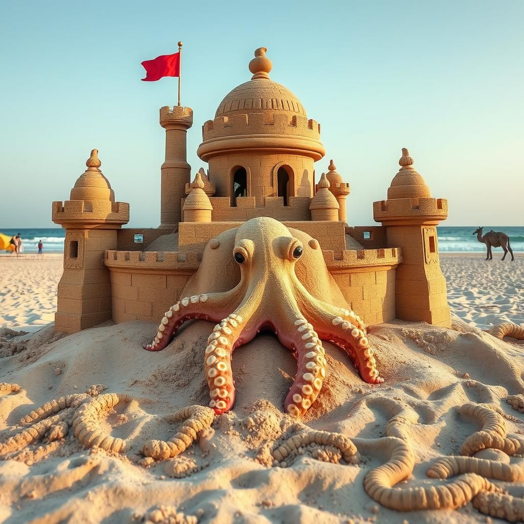 Arabian Sandcastle Conquered by Baby Octopuses