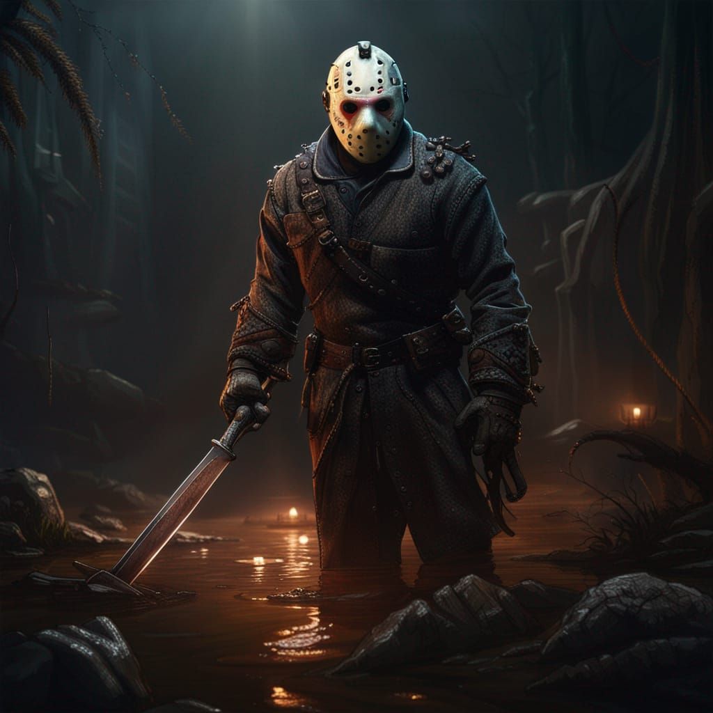 Jason Voorhees in Elden Ring, Detailed Matte Painting