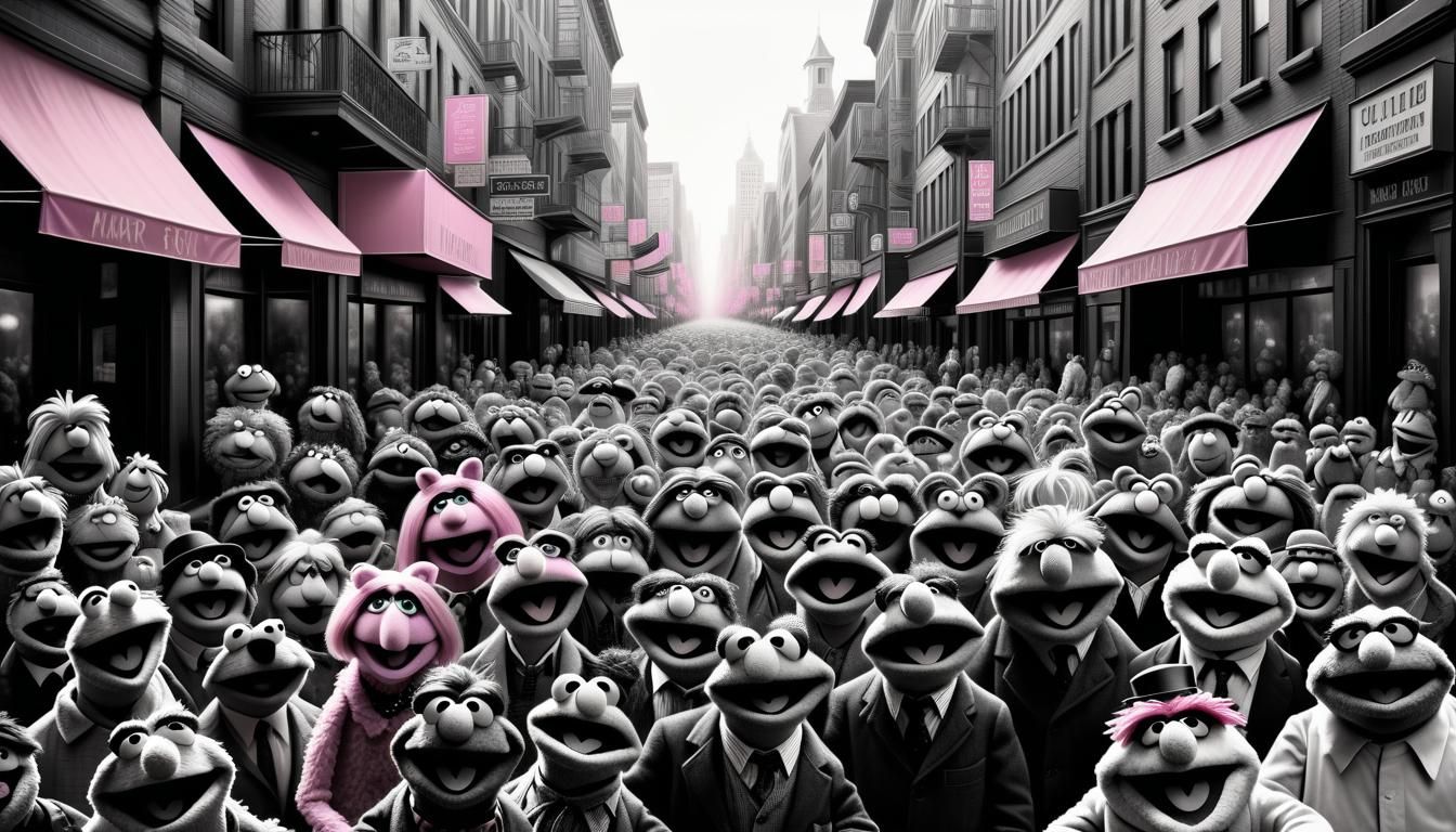 Muppets Populate City Street in Charcoal Art