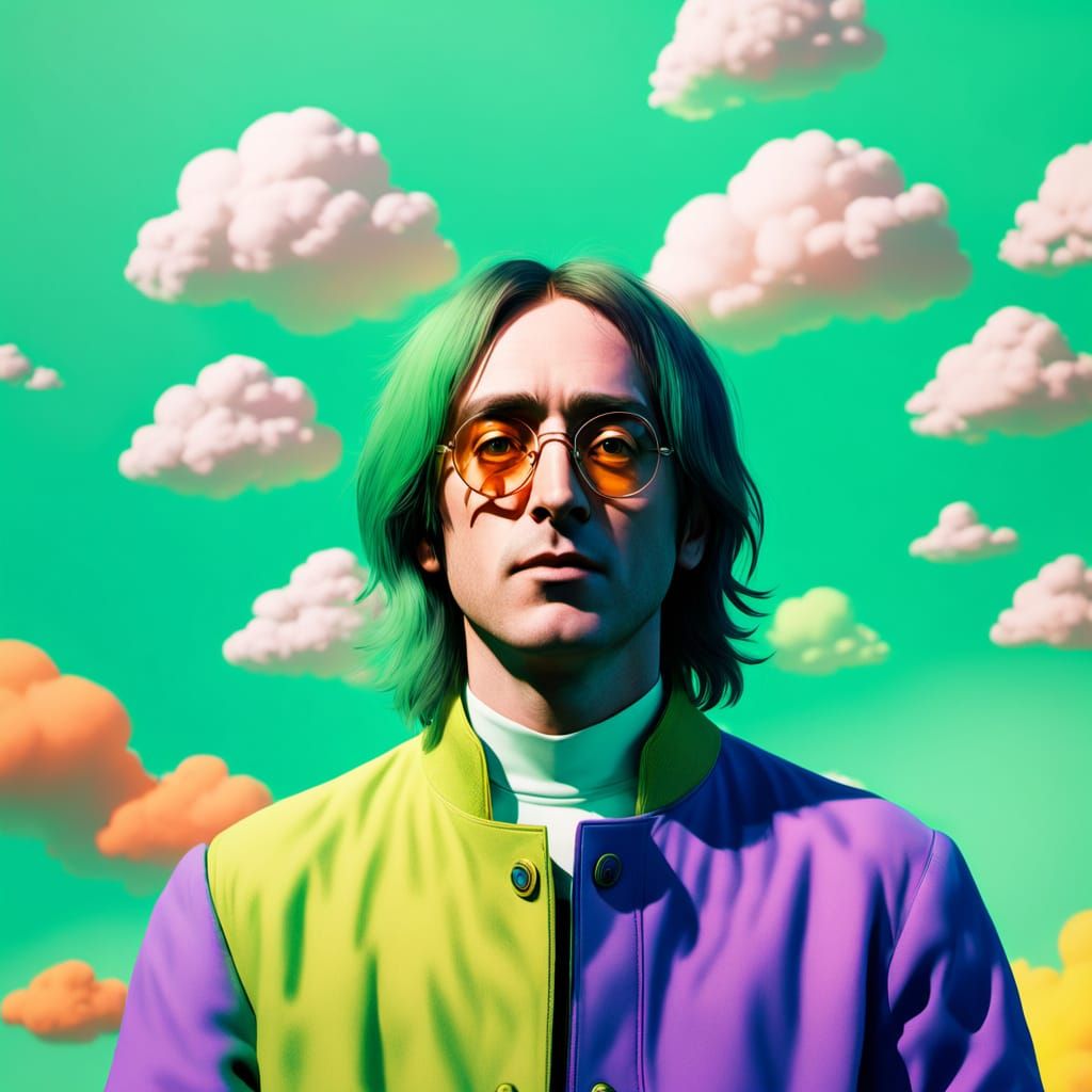 Surreal Cinematic Portrait of John Lennon in Psychedelic Lon...