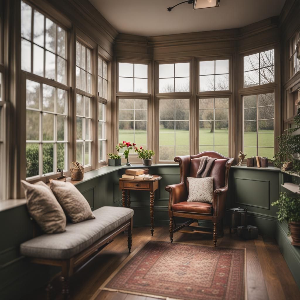 Cozy Reading Nook in Sunroom: Light Academia Aesthetic