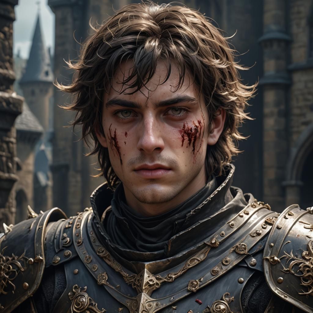 Rotten Knight: Dramatic Anime Portrait in Digital Art