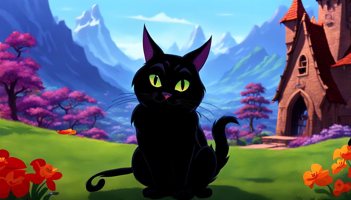Whimsical Disney-Inspired Black Cat Witch