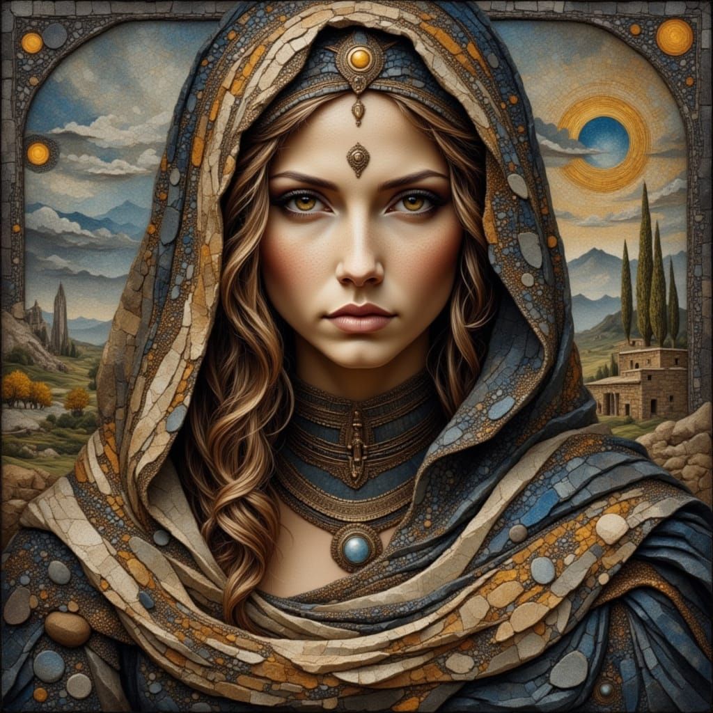 Stone Texture with Tile Pattern Overlay