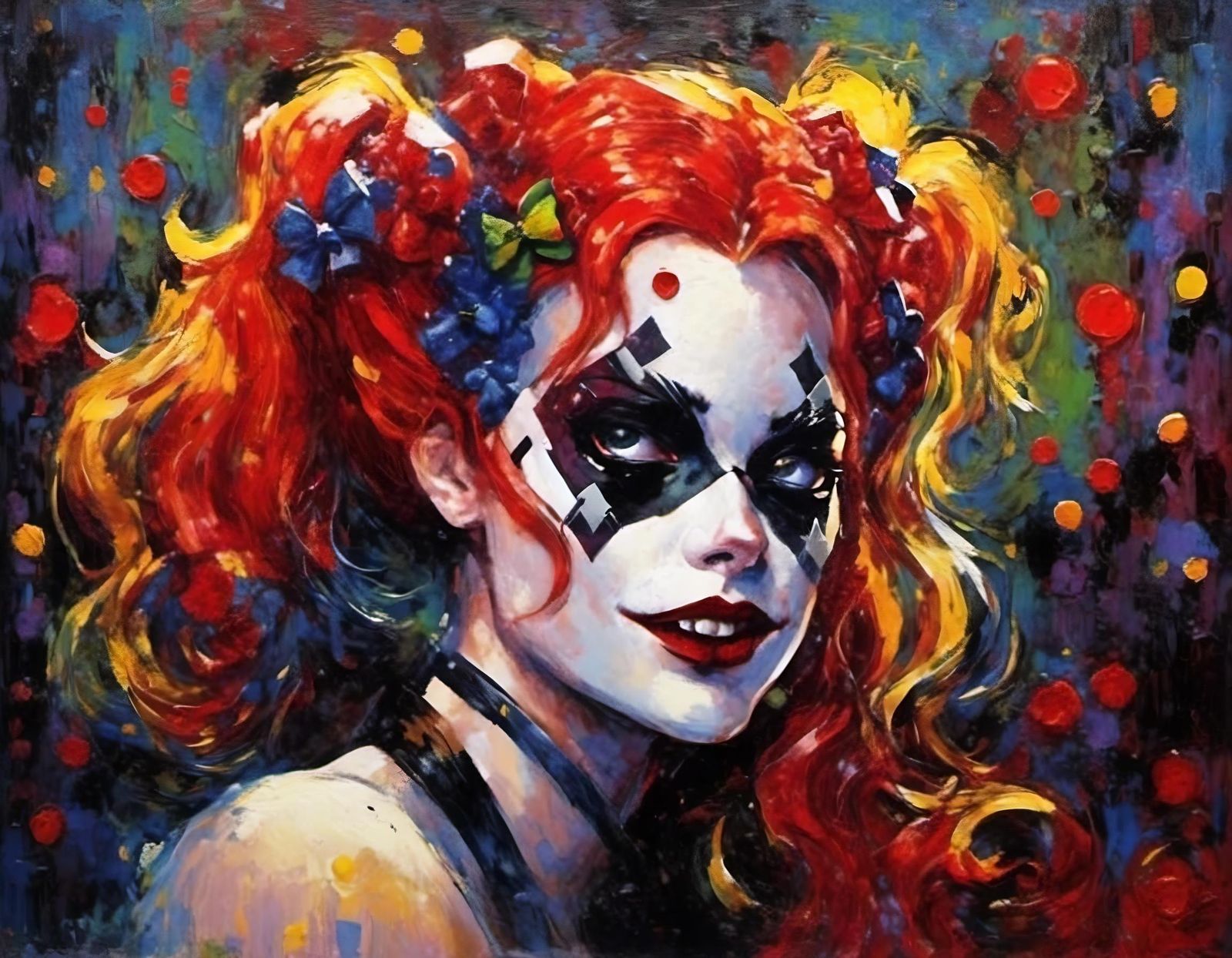 Harley Quinn as Demonic Goddess in Expressionist Style