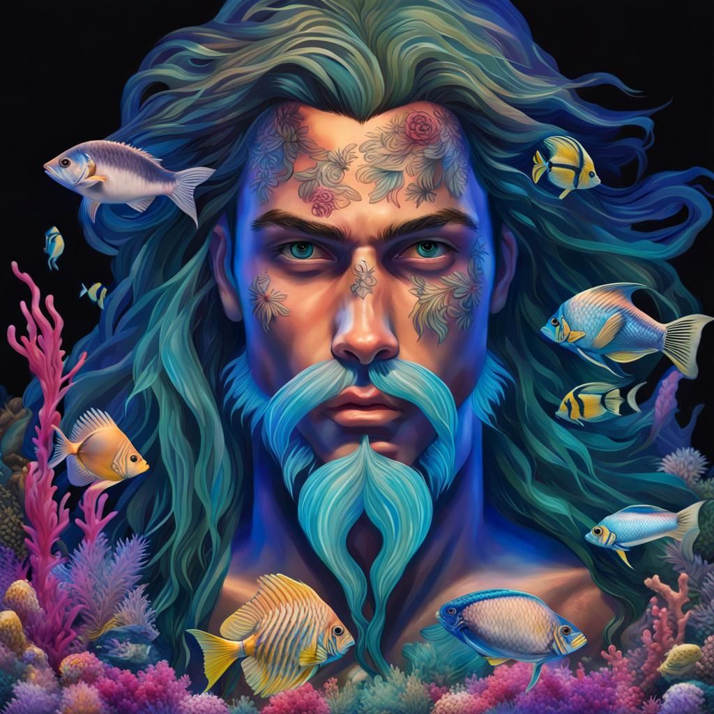 Stunning Merman Portrait in Underwater Paradise