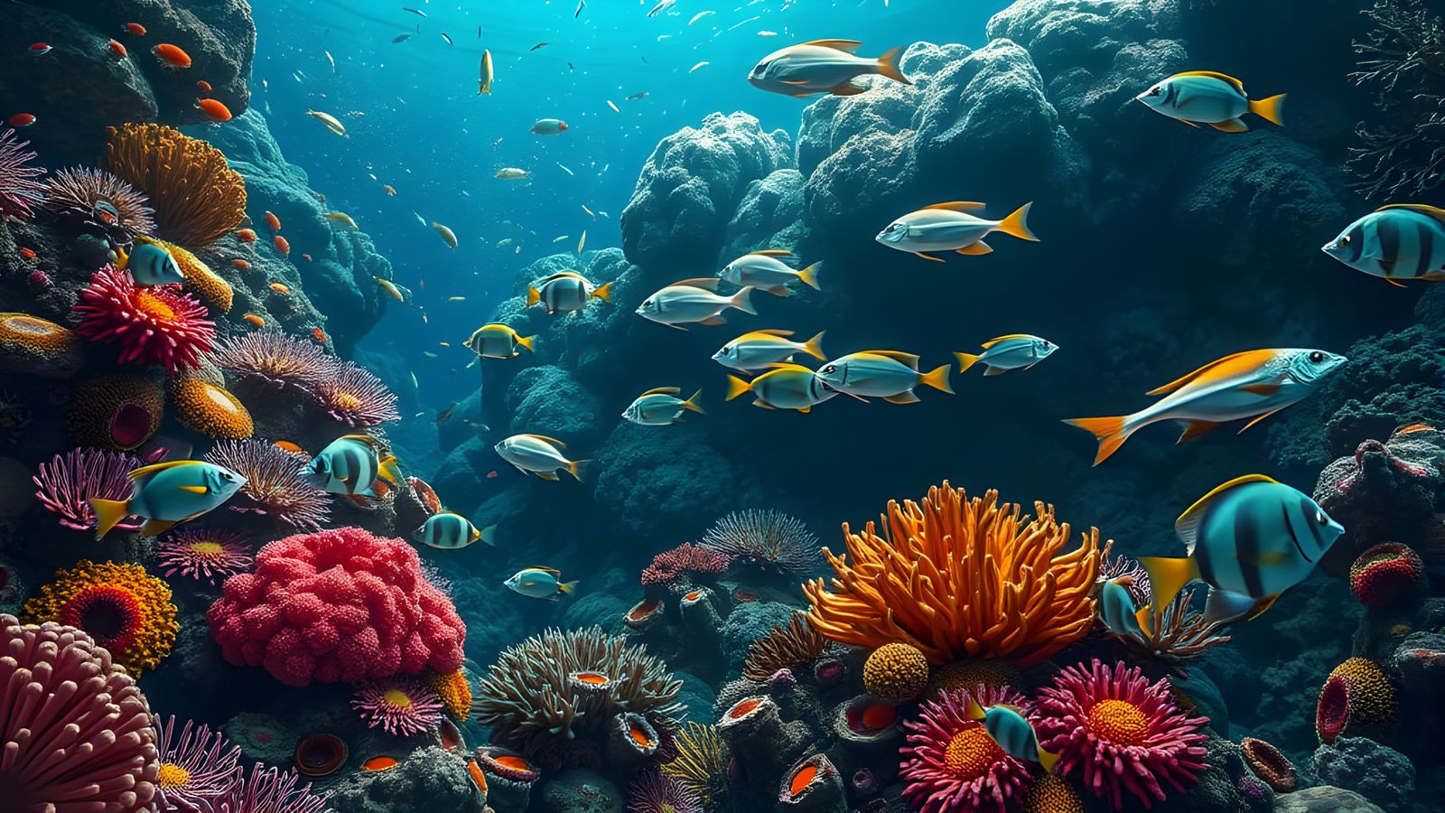 Vibrant Coral Reef Ecosystem in Hyperrealistic HDR